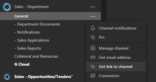 Image showing how to get a Channel Area link
