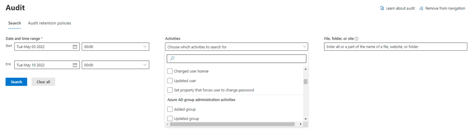 Technical audit function - search but no planning