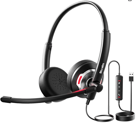 UC30 headphones, marketing image showing busy light and control block